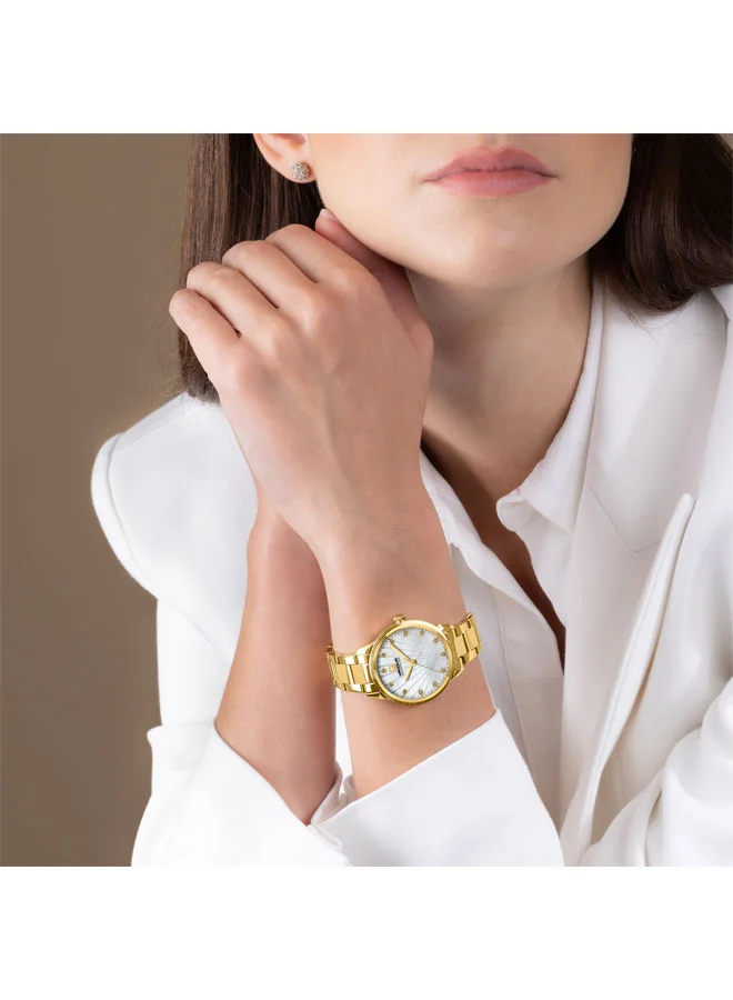 Hanowa  Canova White Mother-of-pearl Dial Gold Stainless Steel Bracelet Analog Watch for Women 34mm for Women | Best Price UAE