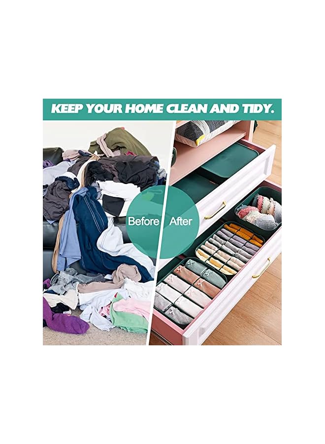 Green Tiger Socks Underwear Drawer Organizer Divider, 10 Cells Plastics Cabinet Closet Organizer Storage Boxes for Clothes, Socks, Lingerie, Underwear, Ties(Green) - Image 2