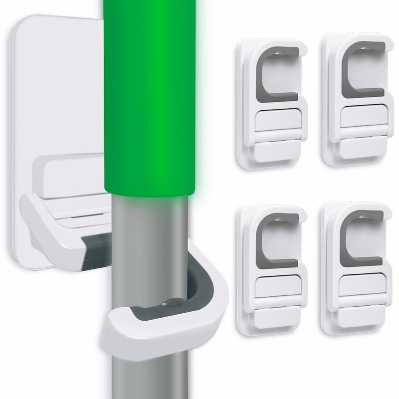 Tinkeep 4pack Broom Holder Wall Mount Mop Holder Broom and Mop Gripper Self Adhesive No Drilling AntiSlip Mop Handle Hanger Household Cleaning Organizer Holds up to 6 lb