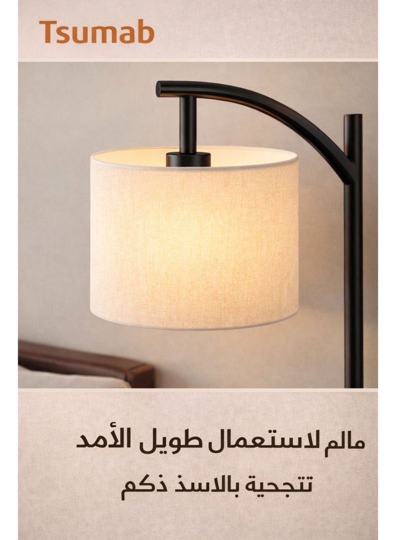 تسوماب مصباح أرضي حديث من TSUMAB بارتفاع 158 سم – مصباح قائم بإطار حديدي مع غطاء قماشي 25 سم وقاعدة ثابتة 22 سم وذراع بطول 35 سم – إضاءة قراءة مثالية لغرفة المعيشة وغرفة النوم والمكتب - Image 5