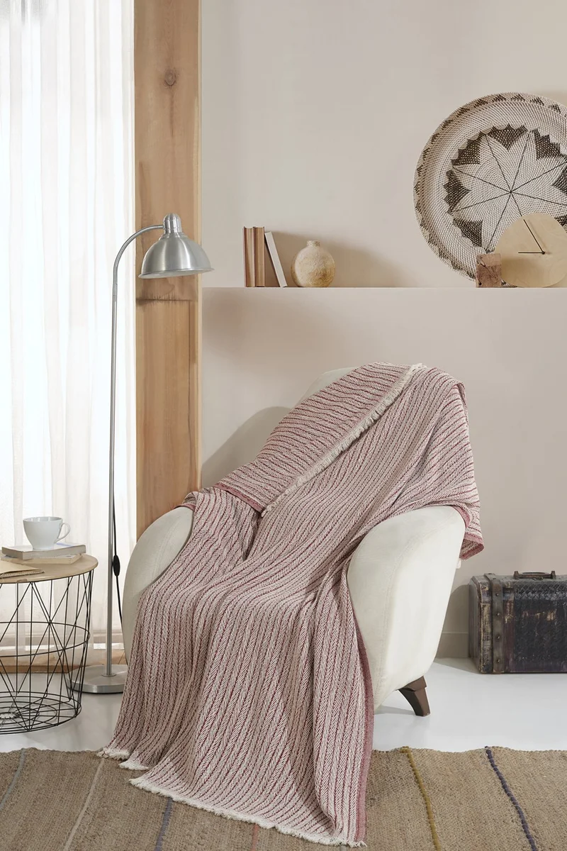 Lux Touch Vera Tile Single Sofa Armchair Cover Shawl 150 x 200 cm TV Blanket Throw Cotton