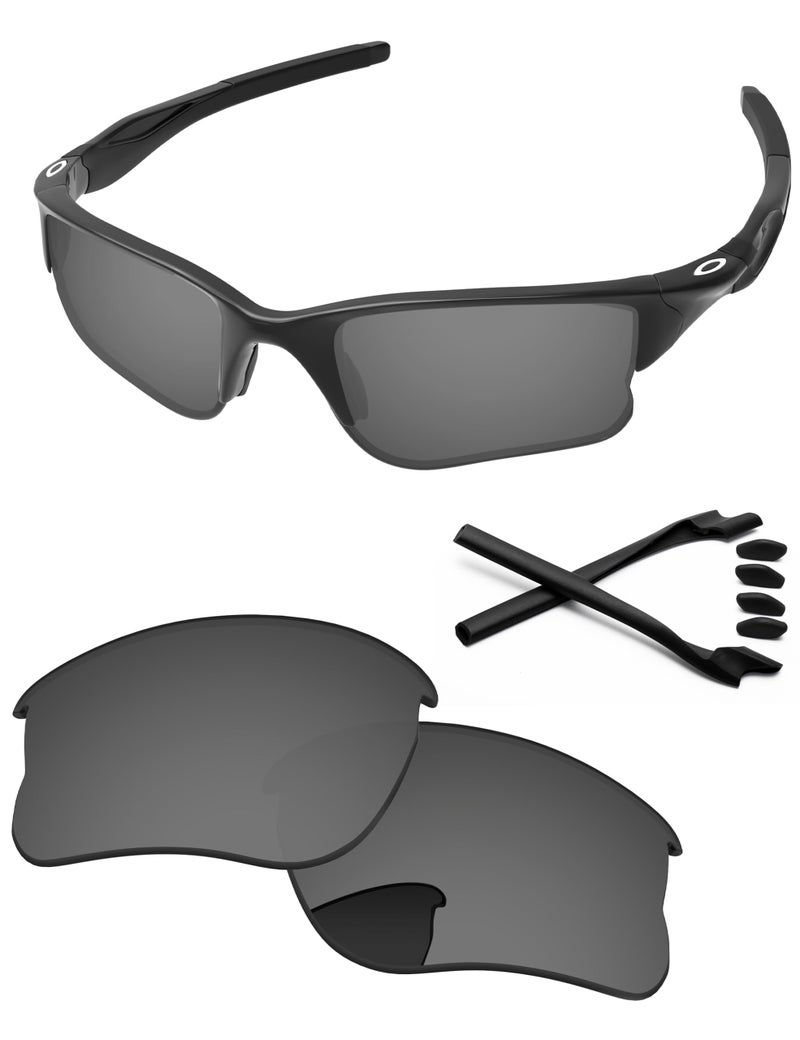 PapaViva Replacement Lenses & Rubber Kits for Oakley Half Jacket 2.0 XL OO9154 62mm Sunglass Black Chrome Pro+ Anti-reflective Polarized - Image 1