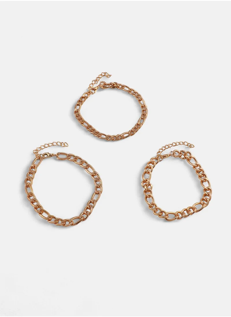 SOHI Set Of 3 The Chainlink Link Bracelet