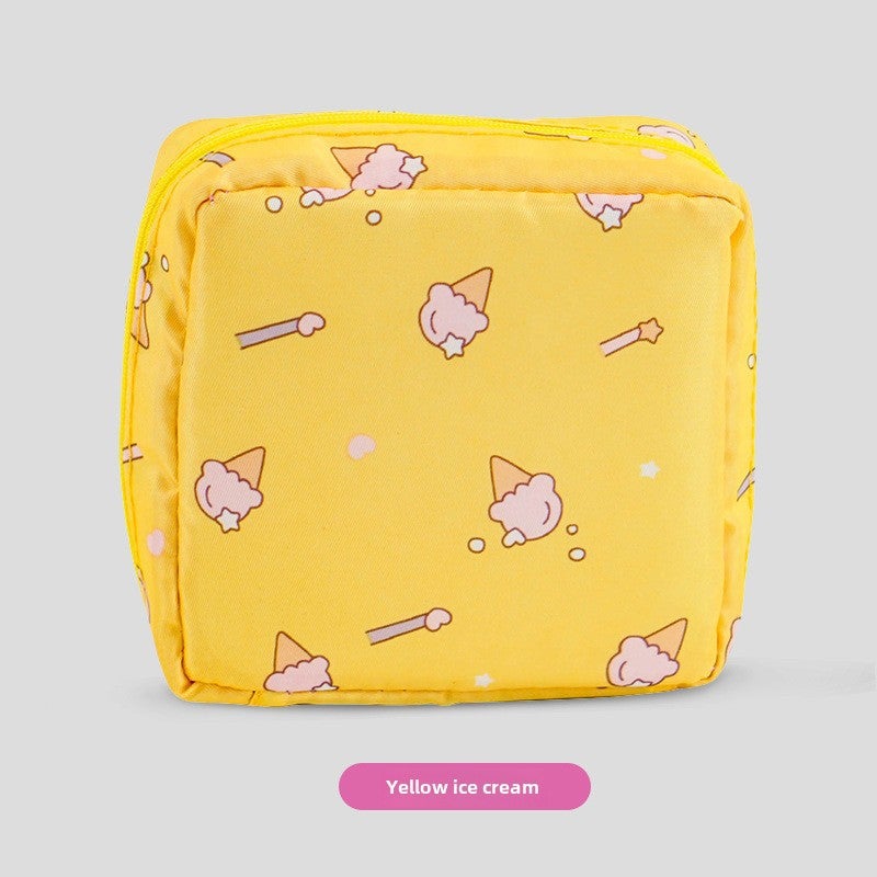 Cartoon Sanitary Pad Storage Bag Yellow [ice cream]] 