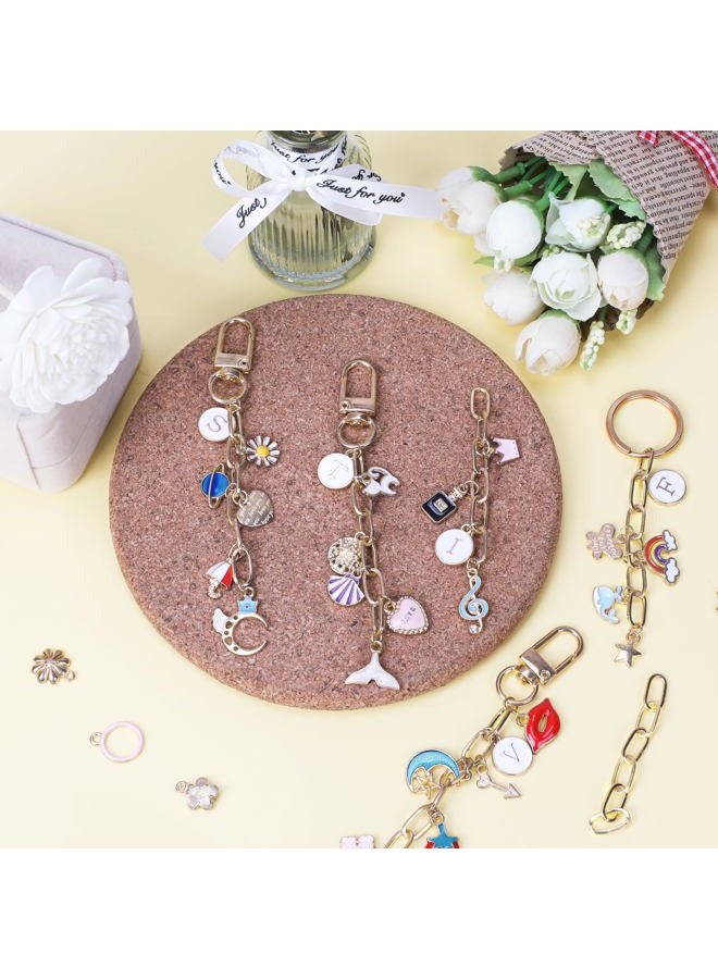 Starry 348Pcs Keychain Making Kit Bag Charm Kit 126 Charms 20 Keychain Clips with Key Ring Jewelry Plier,30 Extender Chain Swivel Snap Hooks Gold Charms 150 Jump Ring DIY Craft Supplies - Image 5