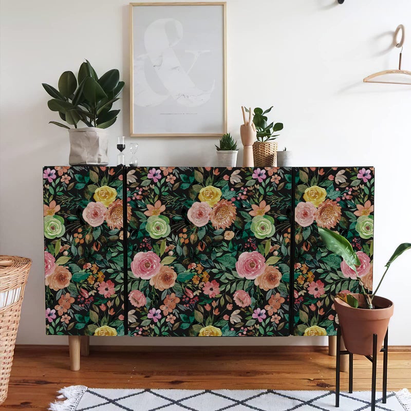 Simon&Siff Floral Peel & Stick Wallpaper, 17.3" x 120" Dark Floral Boho Flower Wallpaper, Renter Friendly - Image 3