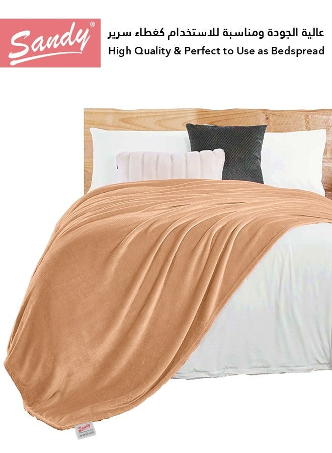 ساندي بطانية ساندي الناعمة, مايكروفايبر عالي الجودة بنمط الفلانيل, ناعمة ودافئة بوزن مثالي, مناسبة للسرير, الاريكة, الكرسي و ديكور المنزل, مقاس مفرد 220x170 سم, بني - Image 3