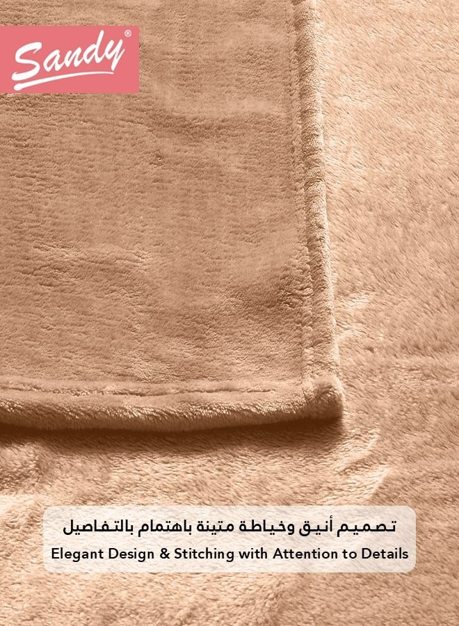 ساندي بطانية ساندي الناعمة, مايكروفايبر عالي الجودة بنمط الفلانيل, ناعمة ودافئة بوزن مثالي, مناسبة للسرير, الاريكة, الكرسي و ديكور المنزل, مقاس مفرد 220x170 سم, بني - Image 4