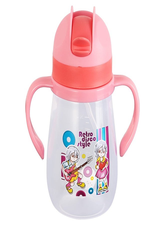 Zerya Little Champ Spill-Proof Sipper Cup Transparent Water Bottle with Gravity Ball Straw and Handle - 350 ML (Pink) - Image 5