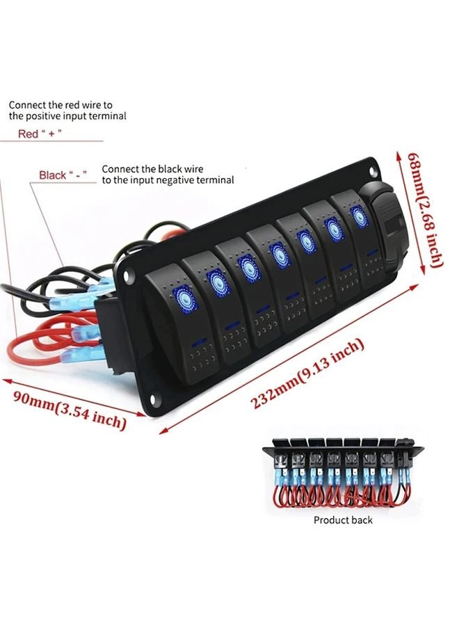 8 In 1 Panel Red Boat Switch USB Car Charger 4 8A Digital Voltmeter Yacht Modification - Image 3