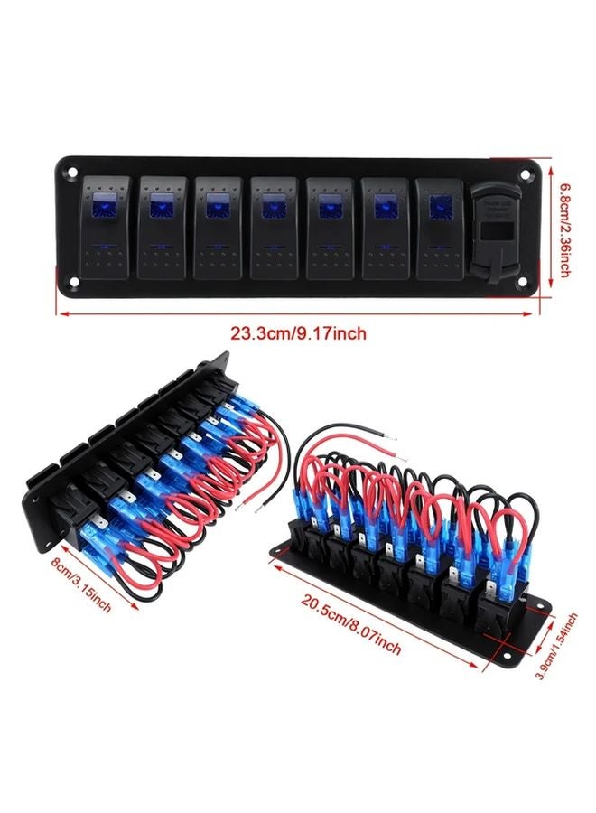 8 In 1 Panel Red Boat Switch USB Car Charger 4 8A Digital Voltmeter Yacht Modification - Image 4