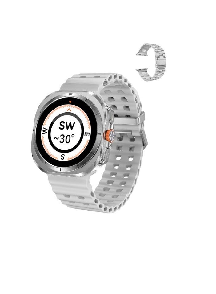 Ultra 7 Smart Watch, 3D Vision Bluetooth Call Wireless Charging DT Watch, Waterproof Comfortable Lightweight Smart Wrist Watch For Men And Women, 1pc, Silver With Steel Strap - Image 1