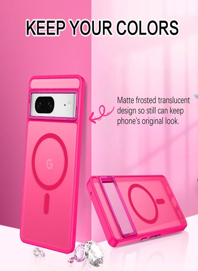 BENTOBEN for Google Pixel 7 Case [Compatible with Magsafe] Translucent Matte Magnetic Pixel 7 Case Magsafe Slim Thin Shockproof Women Men Protective Phone Cases Cover for Google Pixel 7 6.4", Hot Pink - Image 3