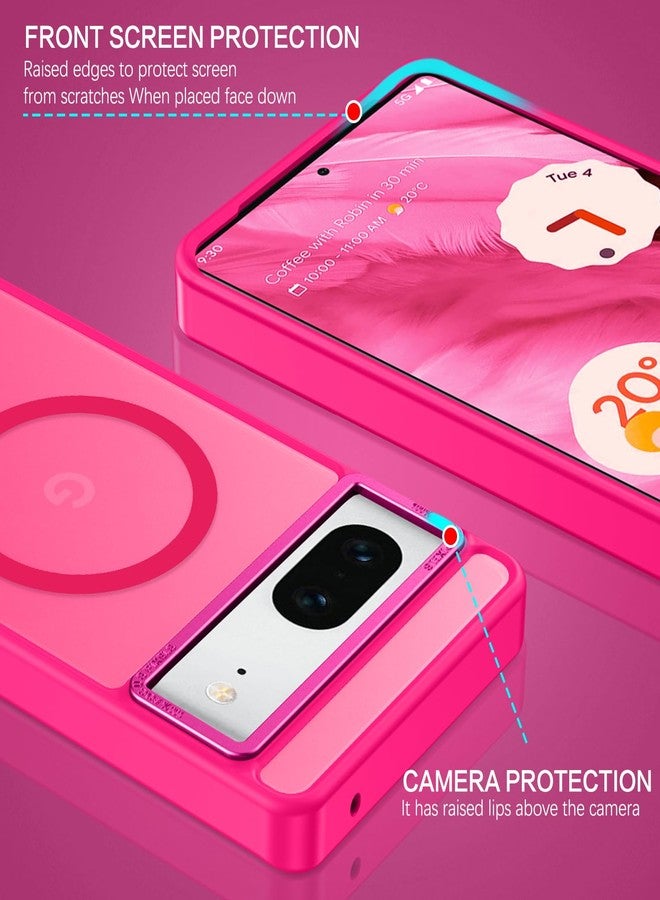 BENTOBEN for Google Pixel 7 Case [Compatible with Magsafe] Translucent Matte Magnetic Pixel 7 Case Magsafe Slim Thin Shockproof Women Men Protective Phone Cases Cover for Google Pixel 7 6.4", Hot Pink - Image 5