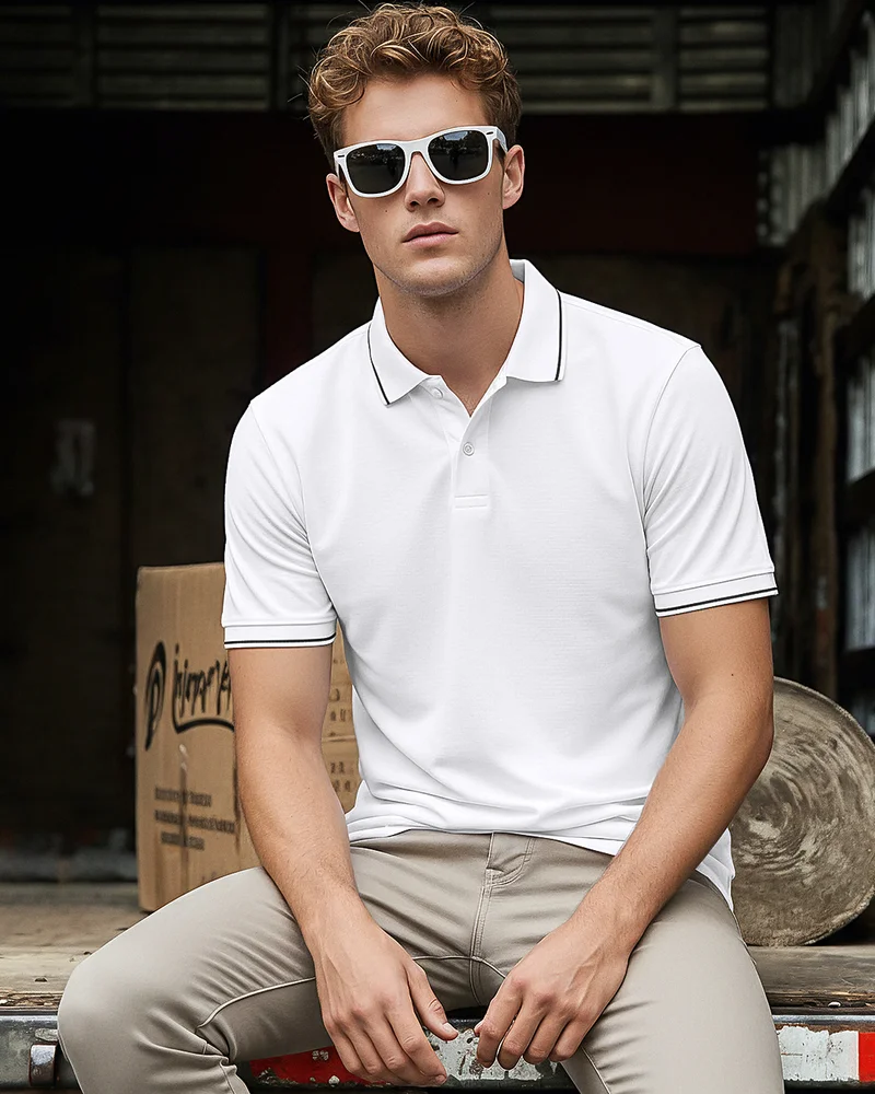 bewakoof Men's White Polo T-shirt