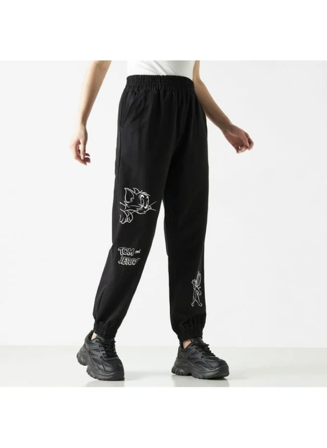 SP Characters Tom and Jerry Print Joggers with Elasticated Waistband and Pockets