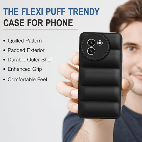 CEDO Vivo T3x (5G) Back Cover | Camera Bump & 360° Flexible Puff Armor Protection | Matte Soft Silicon Shock Proof Rubberised Back Case Cover (Black) - Image 5