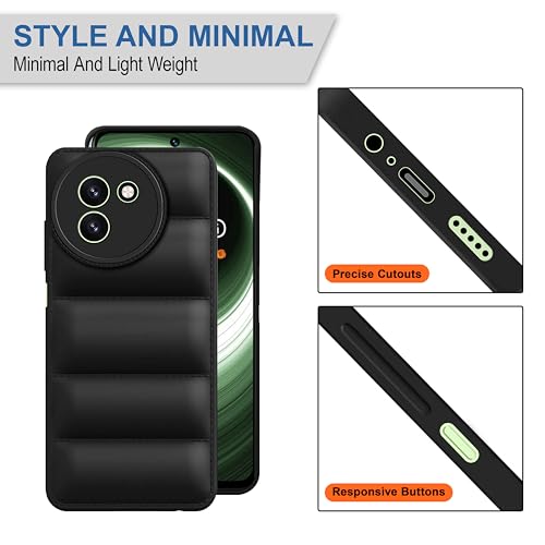 CEDO Vivo T3x (5G) Back Cover | Camera Bump & 360° Flexible Puff Armor Protection | Matte Soft Silicon Shock Proof Rubberised Back Case Cover (Black) - Image 4