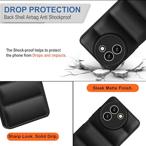 CEDO Vivo T3x (5G) Back Cover | Camera Bump & 360° Flexible Puff Armor Protection | Matte Soft Silicon Shock Proof Rubberised Back Case Cover (Black) - Image 3