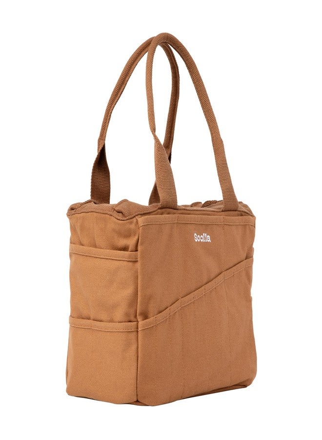 Soolla Studio Bag: Pottery Tool Bag & Art Supplies, Crochet Projects & Knitting Yarn Organizer, 25+ Colors, 30 Pockets, Artist Tote Caddy for Adults (Cinnamon) - Image 3