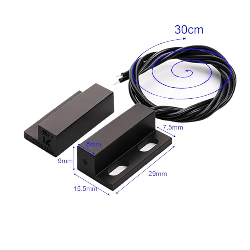Gebildet 5pcs Recessed Wired Security Window Gate Contact Sensor Alarm Magnetic Reed Switch Black, Magnetic Door Sensor, Normally Closed Magnetic Switch - Image 5