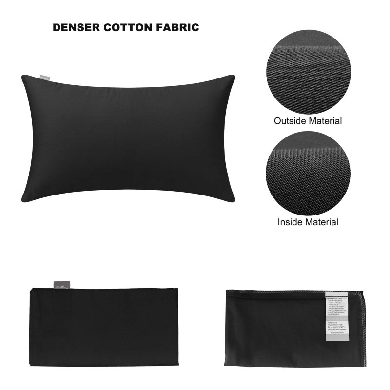Thmyo 2 Pack 100% Cotton Lumbar Comfortable Solid Decorative Throw Pillow Case Rectangle Cushion Cover Pillowcase Sublimation Blank Pillow Covers DIY Throw Pillowcase(12x20 inch/30x50cm  Black) - Image 5