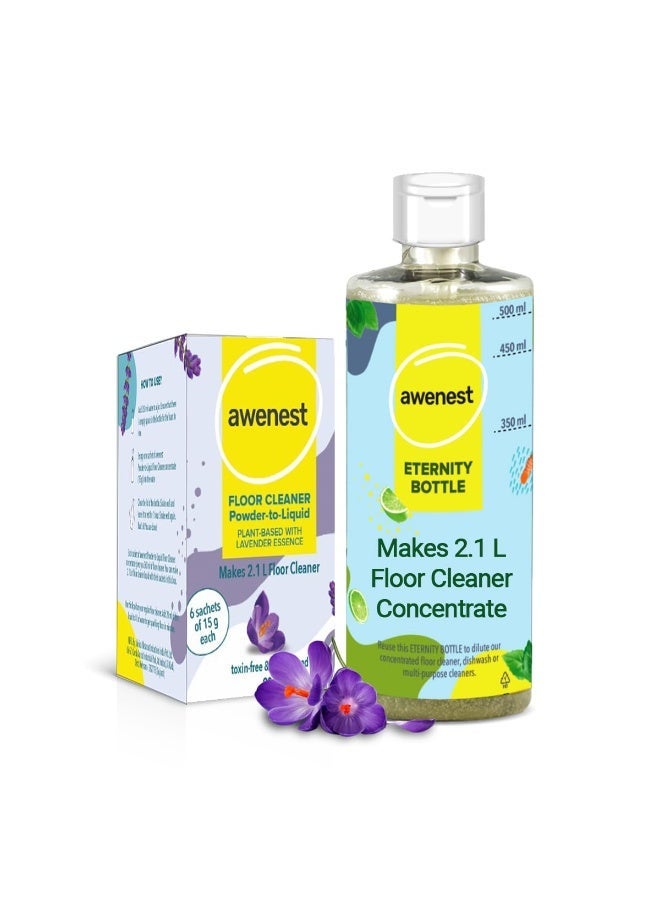 awenest No-Toxin, Plant Based Powder-to-Liquid Floor Cleaner | Makes 2.1 Liter | Lavender | No Ammonia, SLES | Natural, Organic, Biodegradable, Eco-Friendly, Herbal | Tough On Stains, Pet friendly - Image 1