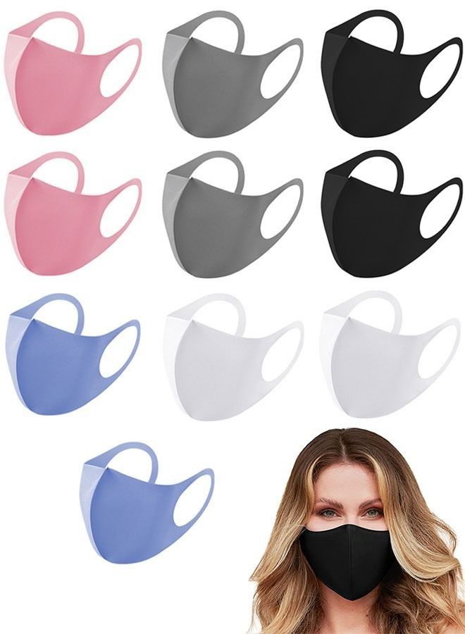 مجموعة أقنعة وجه قطنية من القماش قابلة لإعادة الاستخدام مكونة من 10 قطع، تغطي الوجه من القماش ومقاومة للغبار (أسود + جيري + وردي + أزرق + أبيض) - Image 1