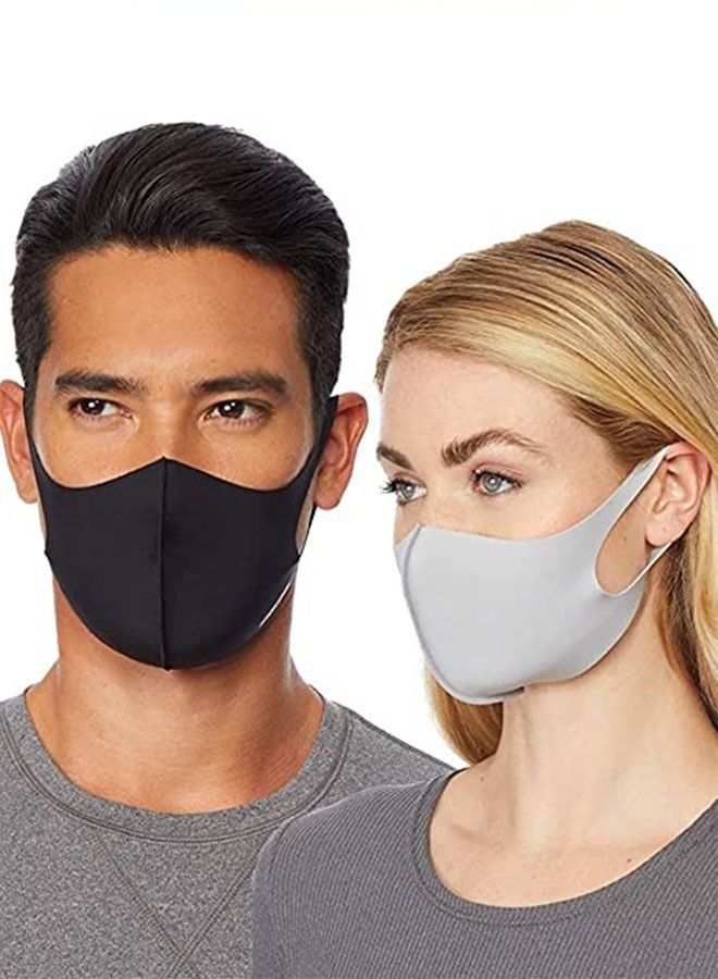 مجموعة أقنعة وجه قطنية من القماش قابلة لإعادة الاستخدام مكونة من 10 قطع، تغطي الوجه من القماش ومقاومة للغبار (أسود + جيري + وردي + أزرق + أبيض) - Image 2