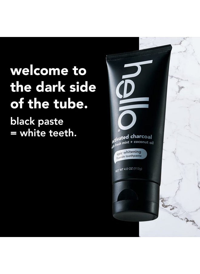 Hello Activated Charcoal Epic Teeth Whitening Fluoride Toothpaste Fresh Mint And Coconut Oil Vegan Sls Free Gluten Free And Peroxide Free 4 Ounce (Pack Of 4)  - Image 3