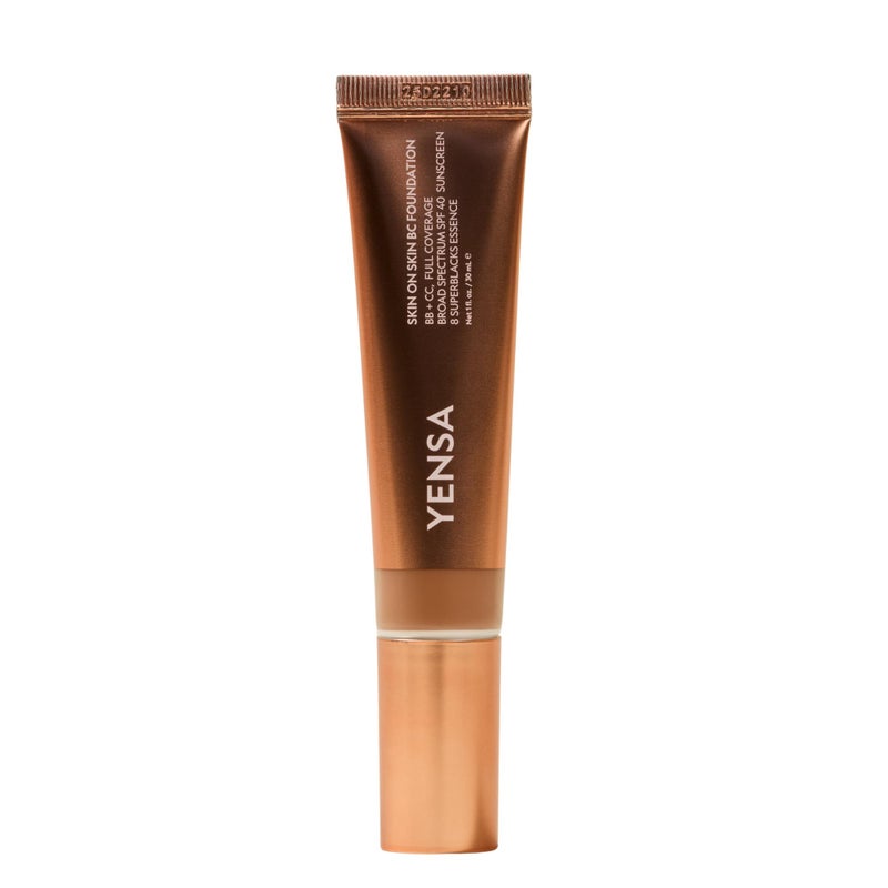 YENSA Skin on Skin BC Foundation Makeup - CC, BB Cream & Full Coverage Foundation-In-One - Buildable, Radiant Finish with SPF 40, Hyaluronic Acid, Peptides & 8 SuperBlacks - Tan Golden (1 oz) - Image 1