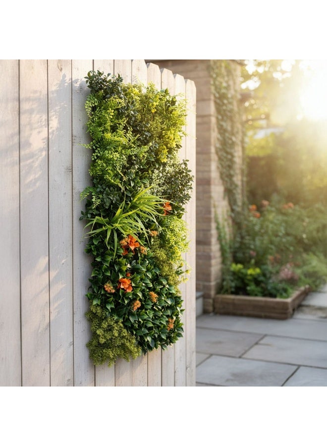 DANUBE HOME سياج صناعي – فواكه ذهبية – لوحة تحوط خضراء مزخرفة مزيفة مع لمسات صفراء – سياج خصوصية محمي من الأشعة فوق البنفسجية للحديقة، الفناء، الشرفة وديكور جدران المنزل 50x100 سم - Image 3