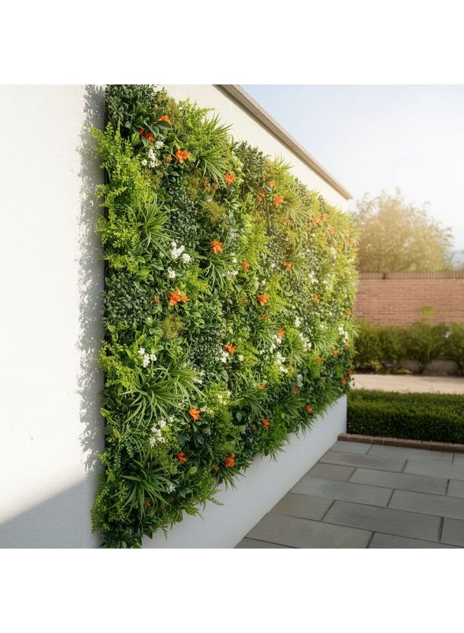 DANUBE HOME سياج صناعي – فواكه ذهبية – لوحة تحوط خضراء مزخرفة مزيفة مع لمسات صفراء – سياج خصوصية محمي من الأشعة فوق البنفسجية للحديقة، الفناء، الشرفة وديكور جدران المنزل 50x100 سم - Image 4