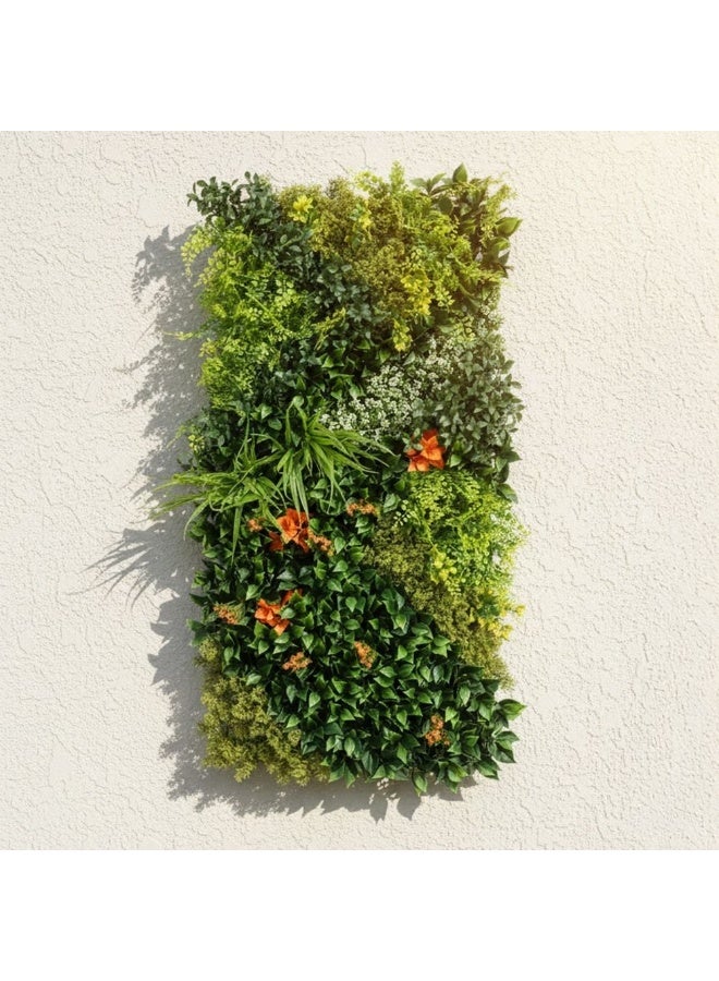 DANUBE HOME سياج صناعي – فواكه ذهبية – لوحة تحوط خضراء مزخرفة مزيفة مع لمسات صفراء – سياج خصوصية محمي من الأشعة فوق البنفسجية للحديقة، الفناء، الشرفة وديكور جدران المنزل 50x100 سم - Image 1