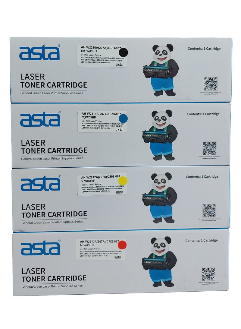 Asta Compatible Toner With HP 207A Cartridge Replacement Toner for W2210A W2211A W2212A W2213A Toner Works With Laserjet Pro MFP M283fdw M255dw M282nw M283fdn M255nw  Toner - Black Cyan Yellow Magenta