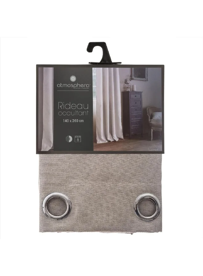 atmosphera 8-Eyelet Elena Rideau Occultant Black Out Curtain Beige 140 x 260 cm 146291D