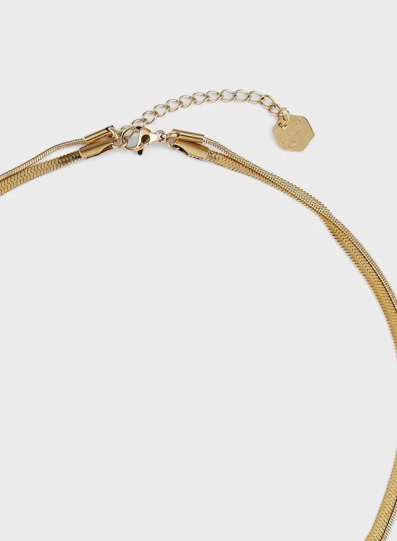 Lady Mauve LAYANA DOUBLE SNAKE OPEN CIRCLE PENDANT NECKLACE