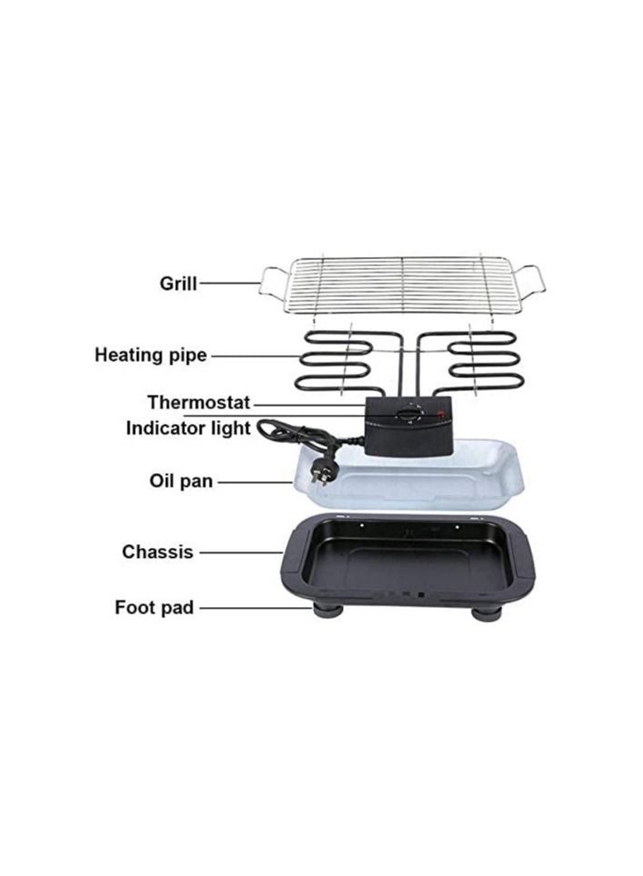 شواية كهربائية محمولة بدون دخان 2000 واط شواية عالية القوة للطهي الداخلي مع 5 درجات حرارة قابلة للتعديل تناسب العشاء المنزلي والتخييم والسفر والمشي الجبلي - Image 5