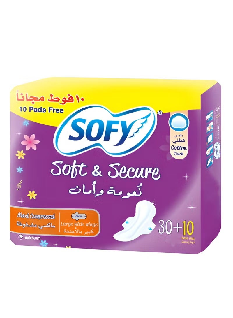 Sofy Maxi Compressed Cotton Pads, Soft and Safe Touch, Large Size, 30 + 10 Pads