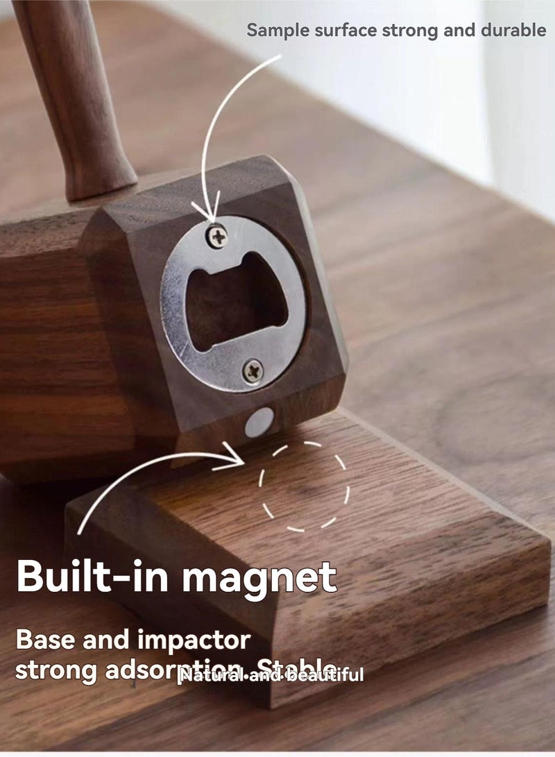 M MIAOYAN Thor Hammer Style Bottle Opener | Creative Wooden Magnetic Cap Remover for Home Use & Gifts - Image 4