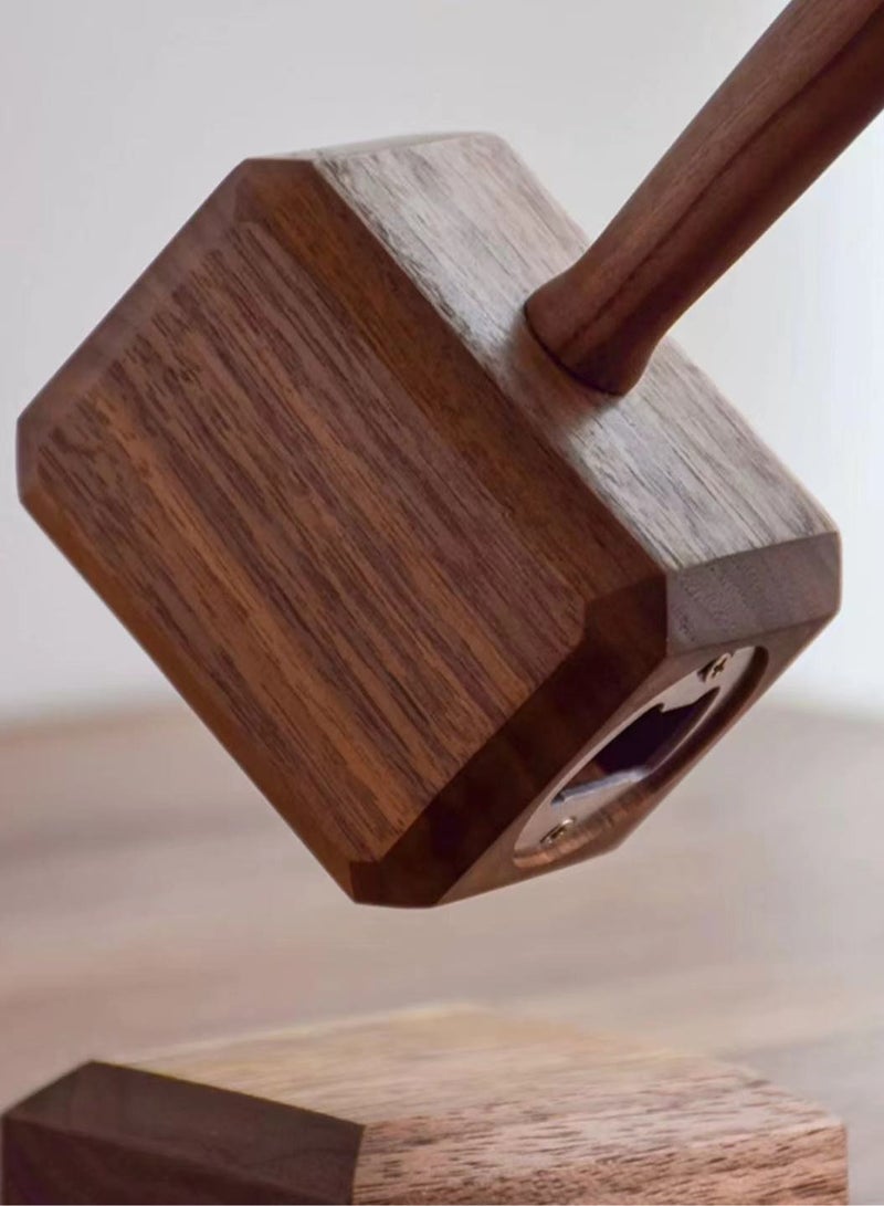 M MIAOYAN Thor Hammer Style Bottle Opener | Creative Wooden Magnetic Cap Remover for Home Use & Gifts - Image 5