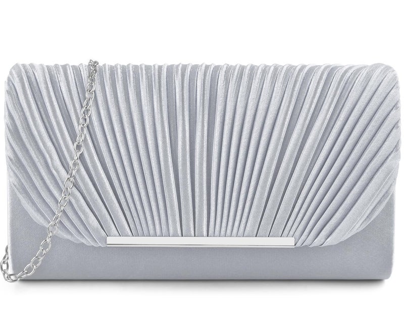 TINDTOP Clutch Purses for Women Evening Handbags for Formal Wedding Party Cocktail Prom Crossbody Shoulder Envelope Bag (Silver) - Image 1