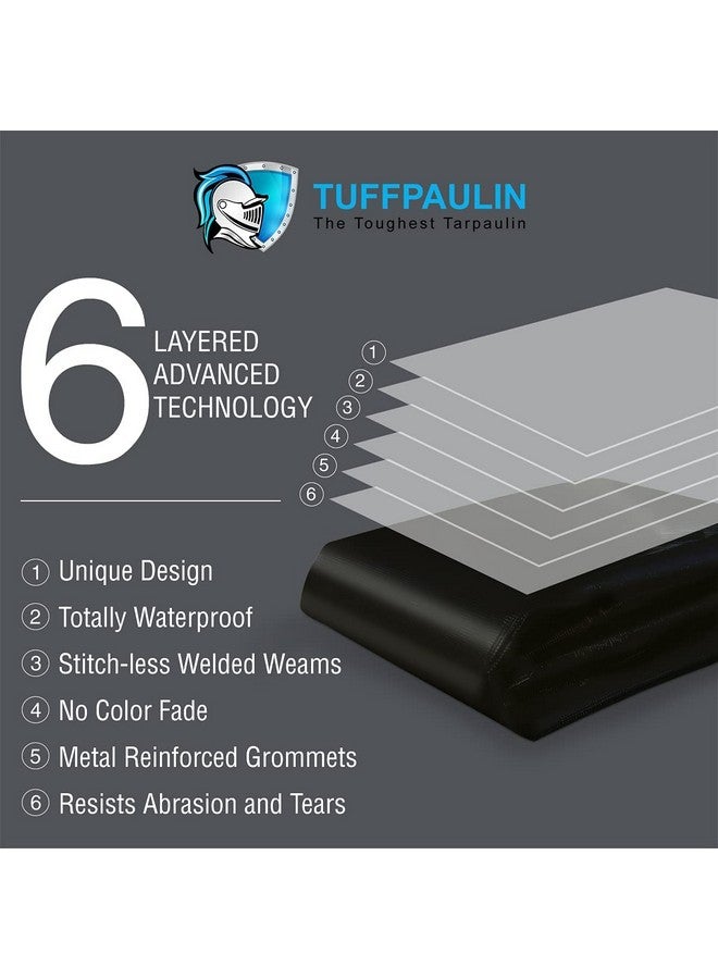 TUFFPAULIN 6FT X 9FT 120 GSM Black Tarpaulin Tirpal Tadpatri Tharpai Thadika, Extra Strong, Reinforced Eyelets, UV Resistant, 100% Waterproof Virgin, 6 Layer MLCL 3D Rib Technology-1 No., Plastic - Image 3