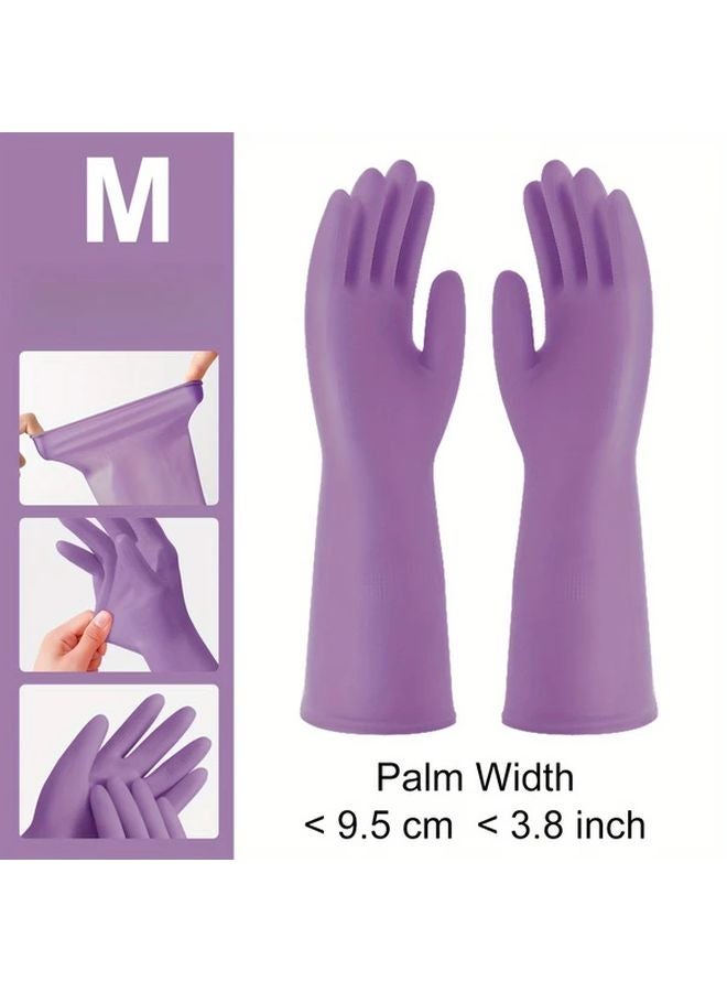 Medium Purple Reusable Household Cleaning Gloves Multipurpose Kitchen Bathroom Outdoor - Image 1