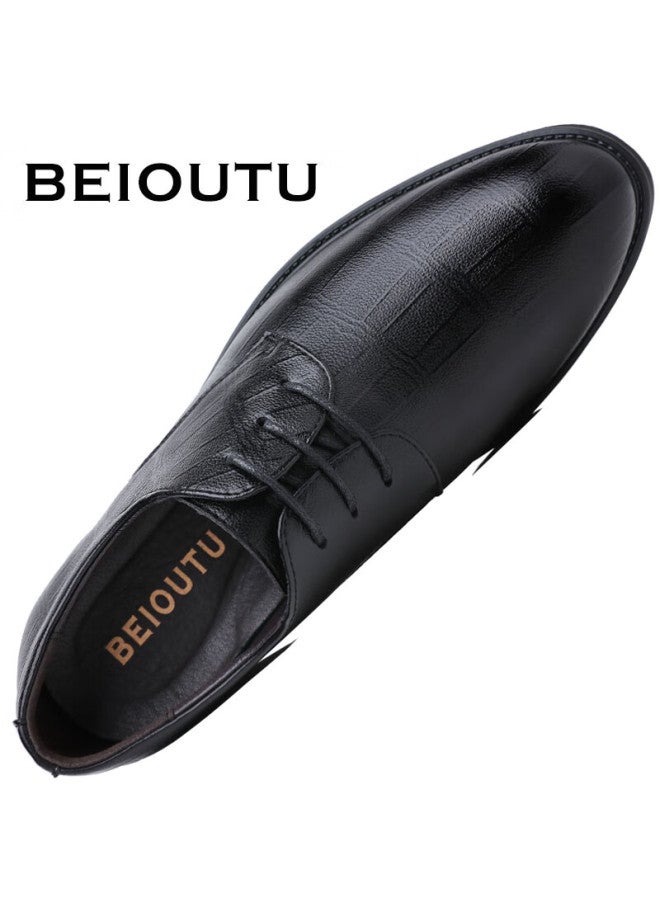 Beioutu Men's Leather Shoes, Formal Business Casual Shoes, Comfortable Lace-up Wedding Shoes For Office, 1781 Black, Size 41 - Image 3