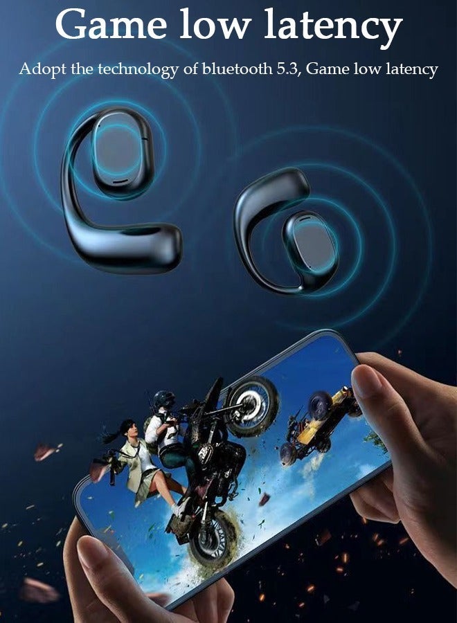 DUNISO Wireless Headphones Bluetooth Ear Clip Waterproof Earphones Open Ear with Mic Wireless Charging Case LED Power Display and Touch Control for Running Sport Gym - Image 4