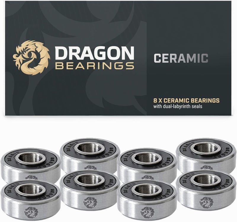 fireball Dragon Skateboard Bearings Set 8 Pack - Fast 608 Longboard Bearings Set for Skateboards Inline & Roller Skates - Bearings for Skateboarding Guaranteed for Life - Image 1