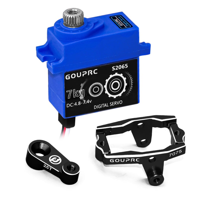 GOUP RC GOUPRC 7KG 2065 Digital Micro Servo Metal Steel Gear Servo with Mount and Servo Horn for 118 TRX4M Servo RC Car Upgrade Parts Black - Image 3