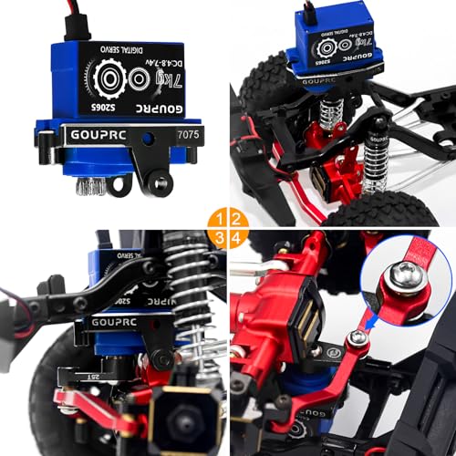 GOUP RC GOUPRC 7KG 2065 Digital Micro Servo Metal Steel Gear Servo with Mount and Servo Horn for 118 TRX4M Servo RC Car Upgrade Parts Black - Image 5
