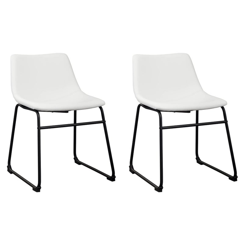 Signature Design by Ashley Centiar Urban Industrial Faux Leather 1875 Bucket Dining Chair 2 Count White